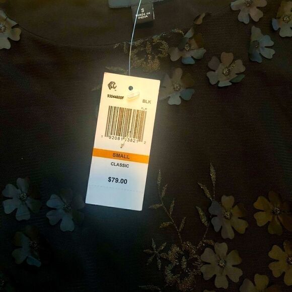 MSK BLACK 3D FLOWER PETAL SHEER BLOUSE NWT S - Picture 12 of 12